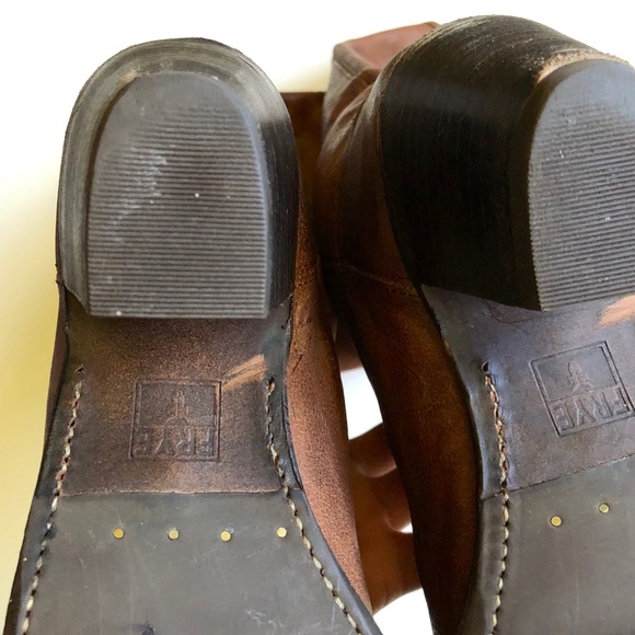 Frye Brown Leather Jackie Heeled High Knee Boots - Picture 16 of 16